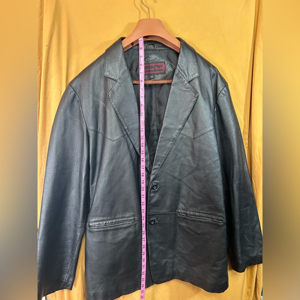 LEATHER WORLD MENS VINTAGE JACKET SIZE XXL BUTTON FRONT